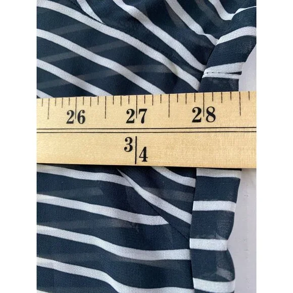 Lane Bryant Womens Navy/White Striped Button-Up Tunic Collared Size 22/24 Sheer - Picture 9 of 11